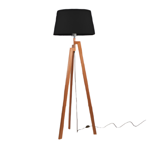 Lámpara de pie madera cedro con pantalla 35x45x35cm negra